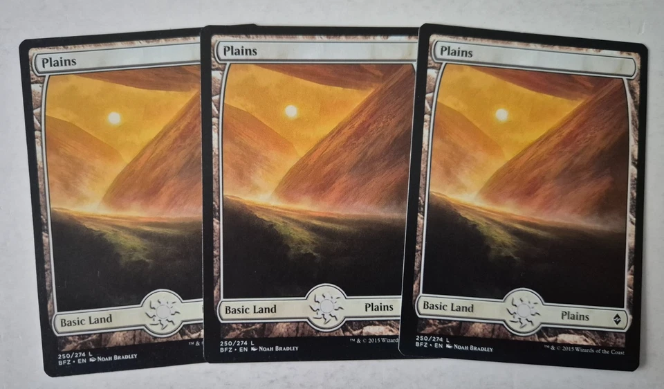 Magic The Gathering - MTG - Plains - Battle for Zendikar - Full Art x 3 - NM - Image 1 of 1