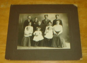 Antique 1909 Large Family Black & White Photo Sibley, Iowa Old, Young & Children - Picture 1 of 8