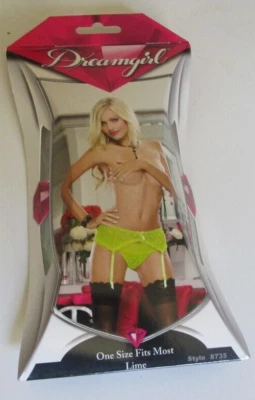 Juego de liguero de encaje lima Dream Girl talla única para la mayoría estilo 8735 Foto 1 de 2