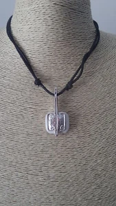 COLLANA CORDONCINO UOMO DONNA TRIBALE ETNICA PENDENTE ARGENTO 925 E AGATA BIANCA - Foto 1 di 1