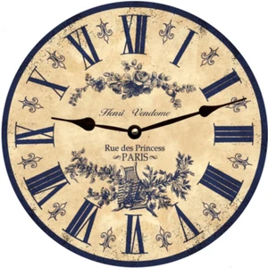 Blue French Toile Clock- Paris Wall Clock - Picture 1 of 6