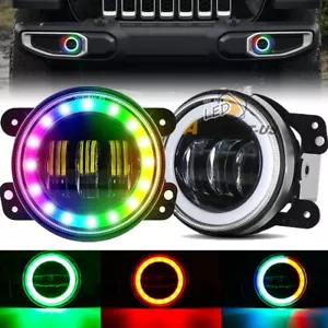 2 PIEZAS 4" RGB Halo Anillo LED Luz Antiniebla Punto Beam Bluetooth Para 07-17 Jeep Wrangler - Imagen 1 de 12