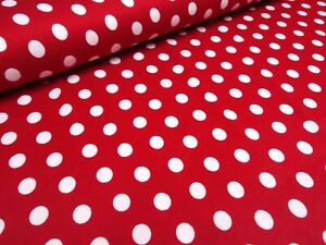 Stoff Meterware Baumwolle Punkte 9mm rot weiß gepunktet Tupfen Kleiderstoff 