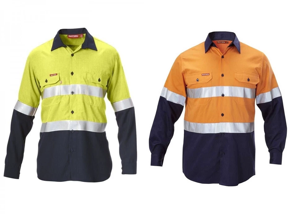 Hard Yakka Hi-Vis Tecasafe Safety Shirt Perforated FR Tape, Choose Size (Y04201) - Image 1 of 1