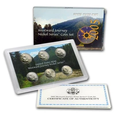 2005 6-Coin Westward Journey Nickel Set (w/Box & COA) Three Mints P D S  - Image 1 of 3