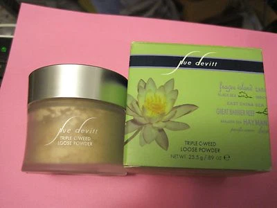 Sue Devitt  Triple C-Weed Loose Powder Jar + Puff ~Quiet & Still ~ NEW in BOX! - Image 1 of 3
