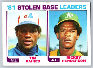 TOPPS 1982 MLB Card #164 Stolen Base Leaders HENDERSON & RAINES