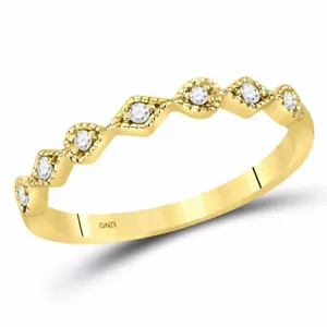 10kt Yellow Gold Womens Round Diamond Stackable Band Ring 1/10 Cttw - Picture 1 of 1