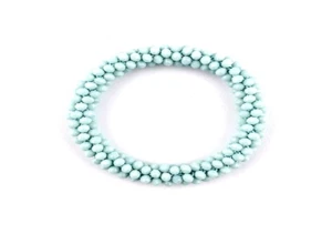SPARKLY SKY BLUE CRYSTAL GLASS BEAD STRETCHABLE BRACELET - Picture 1 of 6