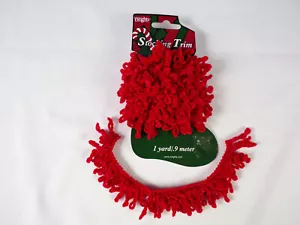 Vintage Wrights Borte Weihnachtsstrumpf rot Velours Acryl 36" x 1-1/4" Basteln - Bild 1 von 5