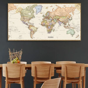Globe Geographic Political HD World Map Canvas Poster Education Art Unframed 119 - Picture 1 of 9