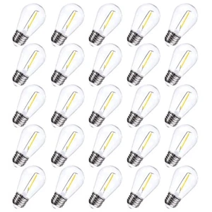 25-Pack S14 1W Outdoor String Lights Bulbs LED, Shatterproof & Waterproof, 2700K - Picture 1 of 7