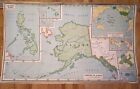 Vintage Territory of Alaska and Hawaii map Panama Canal Puerto Rico  50'x30'