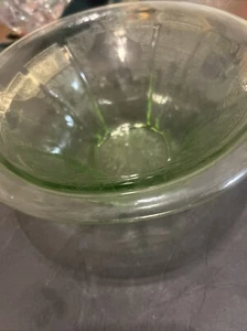 Anchor Hocking Uranium Glass Princess Pattern Flared Serving Bowl Art Deco - Picture 1 of 5