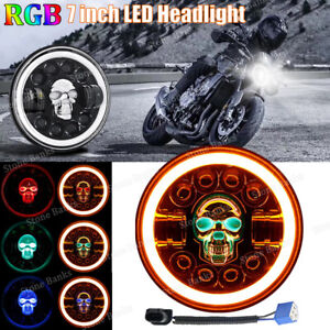 RGB 7" inch Motorcycle LED Headlight Halo for Harley Davidson Touring Sportster