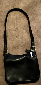 Coach schwarz Leder Vintage Crossbody Hippie Tasche echt Klappverschluss 9142 - Bild 1 von 5