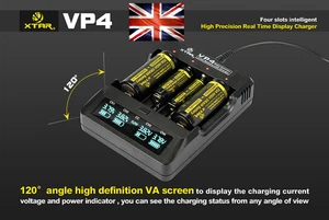 XTAR VP4 LCD CONTROL 1A CHARGER 18650 18500 26650 26500 14500 LiIon IMR LiMn UK - Picture 1 of 10