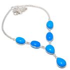 Blue Chalcedony Gemstone 925 Sterling Silver Jewelry Gift Necklace 18" s911