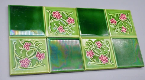 Wow NOS TILE iridescent 6" pink flower Art nouveau Tegel Hemixem 10 pc available Cover