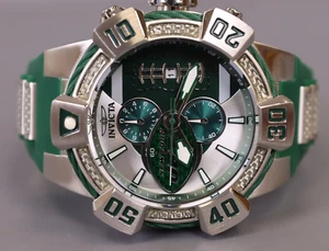 INVICTA NFL Men 52mm Stainless Steel Silver Silver+Green dial VD57 Quartz - Picture 1 of 5