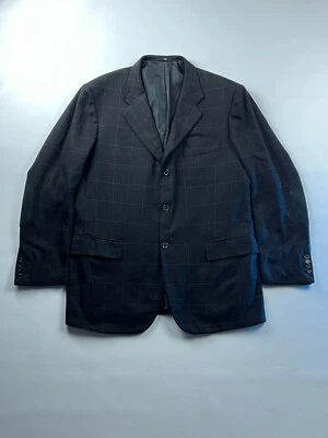 Kiton Napoli 100% Cashmere Black Windowpane Check Blazer Mens Size 54 - Image 1 of 4
