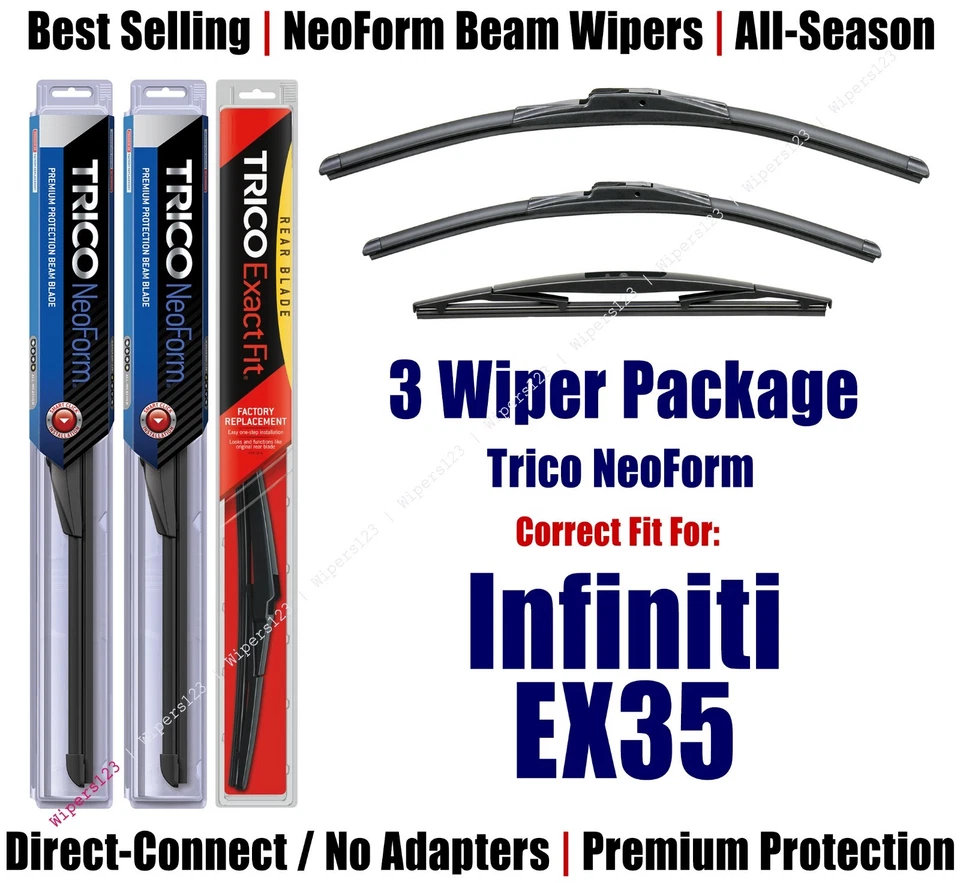 3 件装雨刮器前后 NeoForm - 适合 2008 - 2010 英菲尼迪 EX35 16220/180/14B — 第 1/1 张图片