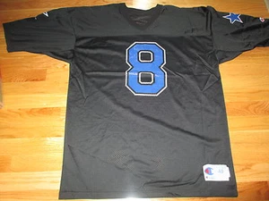 Vintage Champion TROY AIKMAN No. 8 DALLAS COWBOYS (Size 48) Football Jersey BLK - Picture 1 of 6