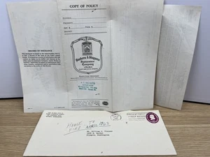 Vintage 50er Jahre Bankers & Shippers Insurance Co. Feuerwehrpolice + Umschlag  - Bild 1 von 3