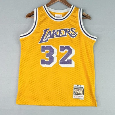 1984-85 Magic Johnson Hardwood Classics Mitchell & Ness Lakers Jersey Youth LG - Image 1 of 4