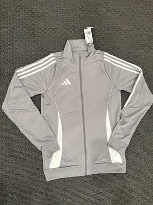 Adidas Tiro 24 IR9494 Hombres Pequeña Gris/Blanco Fútbol Entrenamiento Chaqueta Cremallera Completa Foto 1 de 2