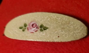 Art Nouveau hair Jewelry barrette With pink rose Guillioch Enamel S8 - Picture 1 of 4