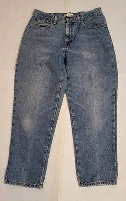 LL Bean Relaxed Fit Flannel Lined Mom Jeans Womens Sz 12 Petite Light Wash Denim - Image 1 of 4
