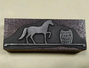 Antik Vintage Pferdefass Bier Wein Essen Buchdruck Druck Typ Ornament Block - Bild 1 von 2
