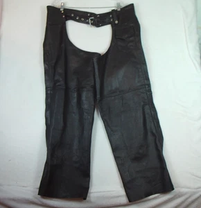 Zany Inc. Black Leather Motorcycle Rider Chaps Size XL - Bild 1 von 15