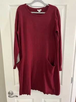 Vestido Suéter Sundance Mujer Grande Pequeño Borgoña Mezcla Seda Bolsillos Lagenlook Foto 1 de 4