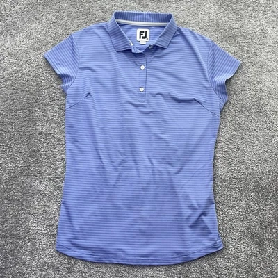Camisa polo Footjoy para mujer manga mediana a rayas tonales violeta púrpura top de golf Foto 1 de 4
