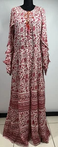 BELL by Alicia Bell Red Floral Maxi Dress Medium Boho Silk Cotton $395 - Picture 1 of 18