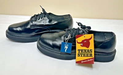 Zapatos de cuero Texas Steer vintage 7 trabajo uniforme militar resistente al aceite - NUEVO Foto 1 de 4