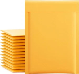500 bolsas de envío acolchadas con burbujas de 6" de ancho x 10" de largo sobres amarillos dorados en blanco # 0 - Imagen 1 de 2