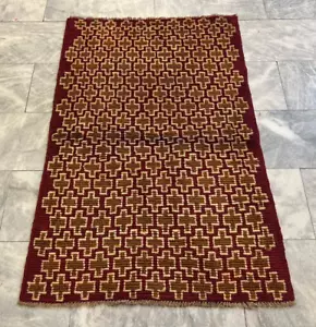 Vintage Handmade Afghan Rug Hand Knotted Gabbeh Tribal Wool Rug 140 x 90 cm - Picture 1 of 10