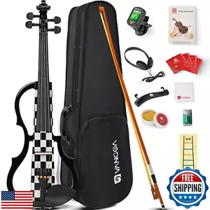 Vangoa LEFT HANDED Electric Violin 4/4 Full Size, Silent Electronic Violin Fi - Picture 1 of 5
