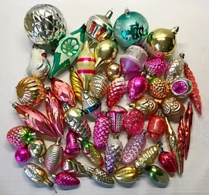 Set 50 pcs Soviet Vintage glass Christmas tree Ornament - USSR decoration №1028 - Picture 1 of 10