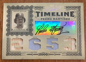 Pedro MARTINEZ 2005 Playoff Prime Cuts Timeline Quad Relic AUTO #T-19 2/5 NM HOF