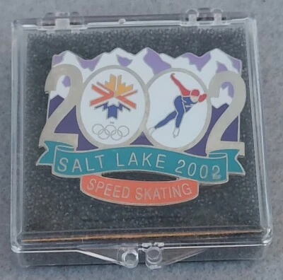 2002 Olympic Pin SALT LAKE CITY LARGE Event Speed Skating Mountain 4697/5000 - Image 1 of 4