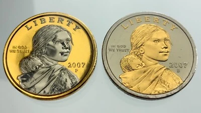 2007 Native American Dollar Platinum Gold Highlighted Sacagawea Dollar AA373 - Image 1 of 4