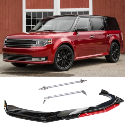 Kits de carroceria divisor de lábios parachoque dianteiro vermelho + barra de hastes de apoio de suspensão para Ford Flex 2009-2019 - Imagem 1 de 4