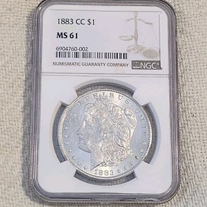 1883 CC MORGAN DOLLAR NGC MS 61 - Picture 1 of 3
