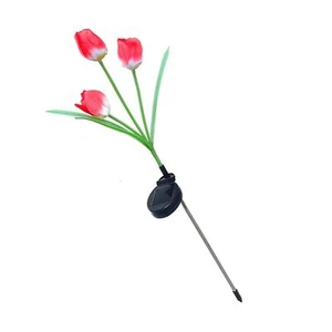 Outdoor Solar Tulip Flower LED Stake Light 3 Branches Easy Installation Solar - Picture 1 of 12