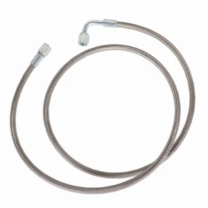 48" Steel Braided -4 -4AN 90 Degree x Straight PTFE Line Turbo Oil Feed Line - Foto 1 di 8