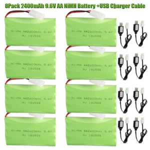 8PCS 2400mAh 9.6V AA NiMH RC Battery Pack KET 2P Connector for RC Car Truck Boat - Picture 1 of 11